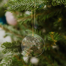 Cargar imagen en el visor de la galería, Adorno de árbol de Navidad de acrílico con colgante en varios estilos disponibles (forma circular, amor, Navidad) personalizado con patrón foto texto