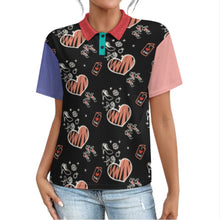 Cargar imagen en el visor de la galería, Polo de mujer con hombros rectos y tapeta de botones LTPL22 personalizado con patrón foto texto (impresión de imágenes múltiples)