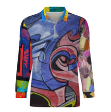 Cargar imagen en el visor de la galería, Camiseta polo manga larga hombre RL con cremallera con cuello de punto personalizado con foto patrón texto (impresión de imágenes múltiples)