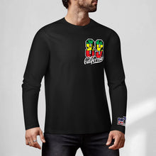 Cargar imagen en el visor de la galería, Camiseta de hombre de manga larga estampada en pecho y puños 100% algodón con varios colores personalizado con patrón foto texto