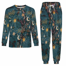 Cargar imagen en el visor de la galería, Conjunto de pijama de 2 piezas con cuello redondo para hombre LM094 personalizado con patrón foto texto (impresión de imagen única)