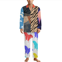 Cargar imagen en el visor de la galería, Pijama de 2 piezas de manga larga para hombre LM092 personalizado con patrón foto texto (impresión de imágenes múltiples)