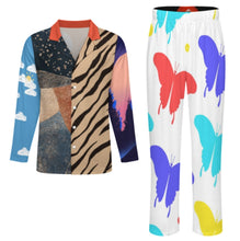 Cargar imagen en el visor de la galería, Pijama de 2 piezas de manga larga para hombre LM092 personalizado con patrón foto texto (impresión de imágenes múltiples)