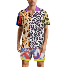 Cargar imagen en el visor de la galería, Pijama de manga corta de seda hielo para hombre LM135 personalizado con patrón foto texto (impresión de imágenes múltiples)