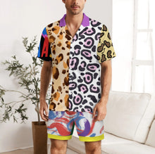 Cargar imagen en el visor de la galería, Pijama de manga corta de seda hielo para hombre LM135 personalizado con patrón foto texto (impresión de imágenes múltiples)