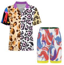 Cargar imagen en el visor de la galería, Pijama de manga corta de seda hielo para hombre LM135 personalizado con patrón foto texto (impresión de imágenes múltiples)