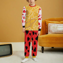 Cargar imagen en el visor de la galería, Conjunto de pijama de cuello redondo y manga larga para niños LM126 personalizado con patrón foto texto (impresión de imágenes múltiples)