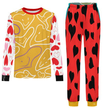 Cargar imagen en el visor de la galería, Conjunto de pijama de cuello redondo y manga larga para niños LM126 personalizado con patrón foto texto (impresión de imágenes múltiples)