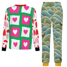 Cargar imagen en el visor de la galería, Conjunto de pijama de cuello redondo y manga larga para niños LM126 personalizado con patrón foto texto (impresión de imágenes múltiples)