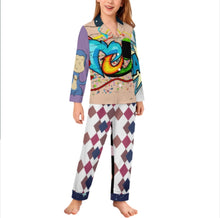 Cargar imagen en el visor de la galería, Pijama infantil de manga larga SDS059 Conjunto de ropa de dormir de 2 piezas personalizado con patrón foto texto (impresión de imágenes múltiples)