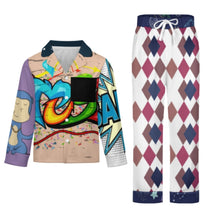 Cargar imagen en el visor de la galería, Pijama infantil de manga larga SDS059 Conjunto de ropa de dormir de 2 piezas personalizado con patrón foto texto (impresión de imágenes múltiples)