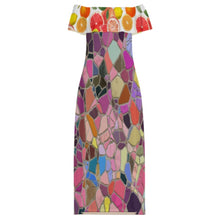 Cargar imagen en el visor de la galería, MXLD292 Vestido de mujer con hombros descubiertos RRCQ Vestido largo sin tirantes personalizado con patrón foto texto (impresión de imágenes múltiples)