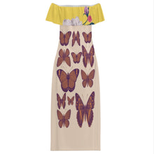 Cargar imagen en el visor de la galería, MXLD292 Vestido de mujer con hombros descubiertos RRCQ Vestido largo sin tirantes personalizado con patrón foto texto (impresión de imágenes múltiples)