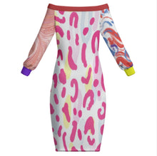 Cargar imagen en el visor de la galería, Vestido de mujer de manga larga con hombros descubiertos MXLD personalizado con patrón foto texto (impresión de imágenes múltiples)