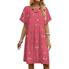 Cargar imagen en el visor de la galería, Vestido holgado de cuello redondo y manga corta para mujer B16Q personalizado con patrón foto texto (impresión de imagen única)