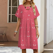 Cargar imagen en el visor de la galería, Vestido holgado de cuello redondo y manga corta para mujer B16Q personalizado con patrón foto texto (impresión de imagen única)