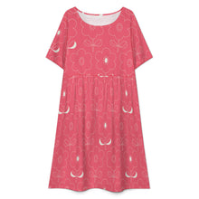 Cargar imagen en el visor de la galería, Vestido holgado de cuello redondo y manga corta para mujer B16Q personalizado con patrón foto texto (impresión de imagen única)