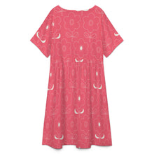 Cargar imagen en el visor de la galería, Vestido holgado de cuello redondo y manga corta para mujer B16Q personalizado con patrón foto texto (impresión de imagen única)