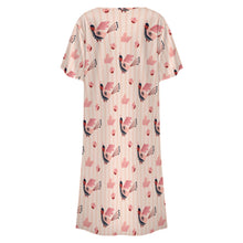 Cargar imagen en el visor de la galería, Vestido de mujer de manga corta con botones y cuello redondo LM501 personalizado con patrón foto texto (impresión de imagen única)