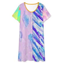 Cargar imagen en el visor de la galería, Vestido de mujer de manga corta con botones LM501 personalizado con patrón foto texto (impresión de imágenes múltiples)