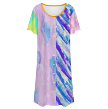 Cargar imagen en el visor de la galería, Vestido de mujer de manga corta con botones LM501 personalizado con patrón foto texto (impresión de imágenes múltiples)