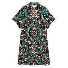 Cargar imagen en el visor de la galería, Vestido camisero de longitud media con puños para mujer B15Q personalizado con patrón foto texto (impresión de imagen única)