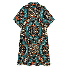 Cargar imagen en el visor de la galería, Vestido camisero de longitud media con puños para mujer B15Q personalizado con patrón foto texto (impresión de imagen única)