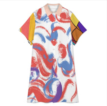 Cargar imagen en el visor de la galería, Vestido camisero midi de manga corta para mujer B15Q personalizado con patrón foto texto (impresión de imágenes múltiples)