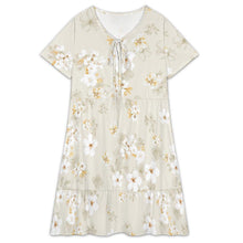 Cargar imagen en el visor de la galería, Vestido corto de mujer con escote en V y manga corta LYQ117 personalizado con patrón foto texto (impresión de imagen única)