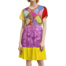 Cargar imagen en el visor de la galería, Vestido de verano para mujer cuello en V manga corta minivestido informal LYQ117 personalizado con patrón foto texto (impresión de imágenes múltiples)