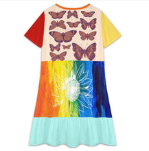 Cargar imagen en el visor de la galería, Vestido de verano para mujer cuello en V manga corta minivestido informal LYQ117 personalizado con patrón foto texto (impresión de imágenes múltiples)