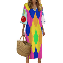 Cargar imagen en el visor de la galería, Bata de baño de manga corta con cuello en V estilo mediterráneo para mujer YKL06personalizado con patrón foto texto (impresión de imágenes múltiples)