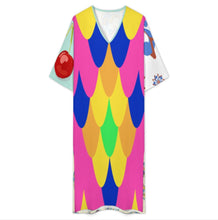Cargar imagen en el visor de la galería, Bata de baño de manga corta con cuello en V estilo mediterráneo para mujer YKL06personalizado con patrón foto texto (impresión de imágenes múltiples)