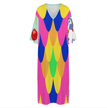 Cargar imagen en el visor de la galería, Bata de baño de manga corta con cuello en V estilo mediterráneo para mujer YKL06personalizado con patrón foto texto (impresión de imágenes múltiples)