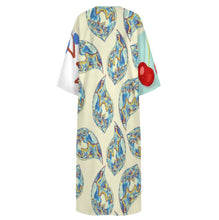 Cargar imagen en el visor de la galería, Bata de baño de manga corta con cuello en V estilo mediterráneo para mujer YKL06personalizado con patrón foto texto (impresión de imágenes múltiples)