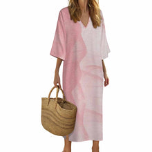 Cargar imagen en el visor de la galería, Bata de Mujer Estilo Mediterráneo con Cuello en V y Manga Corta YKL06 personalizado con patrón foto texto (impresión de imagen única)