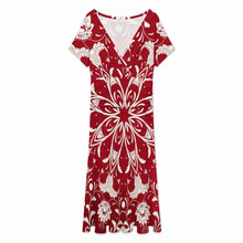 Cargar imagen en el visor de la galería, Vestido de mujer de manga corta con cuello en V LYQ142 personalizado con patrón foto texto
