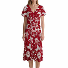 Cargar imagen en el visor de la galería, Vestido de mujer de manga corta con cuello en V LYQ142 personalizado con patrón foto texto