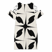 Cargar imagen en el visor de la galería, Vestido de mujer de talla grande con cuello en V y hombros descubiertos F59Q personalizado con patrón foto texto