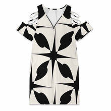 Cargar imagen en el visor de la galería, Vestido de mujer de talla grande con cuello en V y hombros descubiertos F59Q personalizado con patrón foto texto