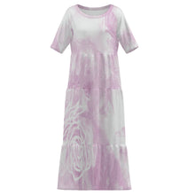Cargar imagen en el visor de la galería, Vestido Largo de Cuello Redondo y Manga Corta para Mujer MWL784 personalizado con patrón foto texto