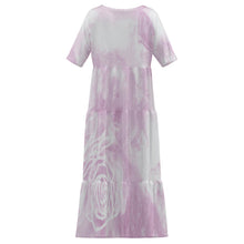 Cargar imagen en el visor de la galería, Vestido Largo de Cuello Redondo y Manga Corta para Mujer MWL784 personalizado con patrón foto texto