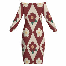 Cargar imagen en el visor de la galería, Vestido largo con hombros descubiertos para mujer MXLD personalizado con patrón foto texto (impresión de imagen única)