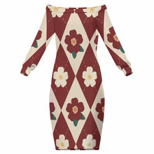 Cargar imagen en el visor de la galería, Vestido largo con hombros descubiertos para mujer MXLD personalizado con patrón foto texto (impresión de imagen única)