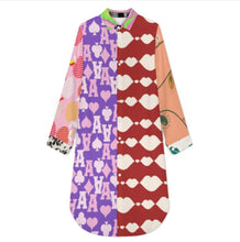 Cargar imagen en el visor de la galería, Vestido largo tipo blusa para mujer B43S personalizado con patrón foto texto (impresión de imágenes múltiples)