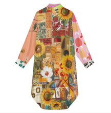 Cargar imagen en el visor de la galería, Vestido largo tipo blusa para mujer B43S personalizado con patrón foto texto (impresión de imágenes múltiples)