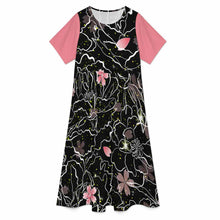 Cargar imagen en el visor de la galería, Vestido largo de manga corta con cuello redondo para mujer A89Q personalizado con patrón foto texto