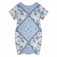 Cargar imagen en el visor de la galería, Vestido midi con cuello de pico para mujer y manga corta A96Q personalizado con patrón foto texto