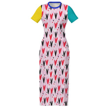 Cargar imagen en el visor de la galería, Vestido Midi Ajustado de Manga Corta para Mujer RRDCQ personalizado con patrón foto texto (impresión de imágenes múltiples)