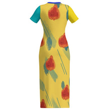 Cargar imagen en el visor de la galería, Vestido Midi Ajustado de Manga Corta para Mujer RRDCQ personalizado con patrón foto texto (impresión de imágenes múltiples)